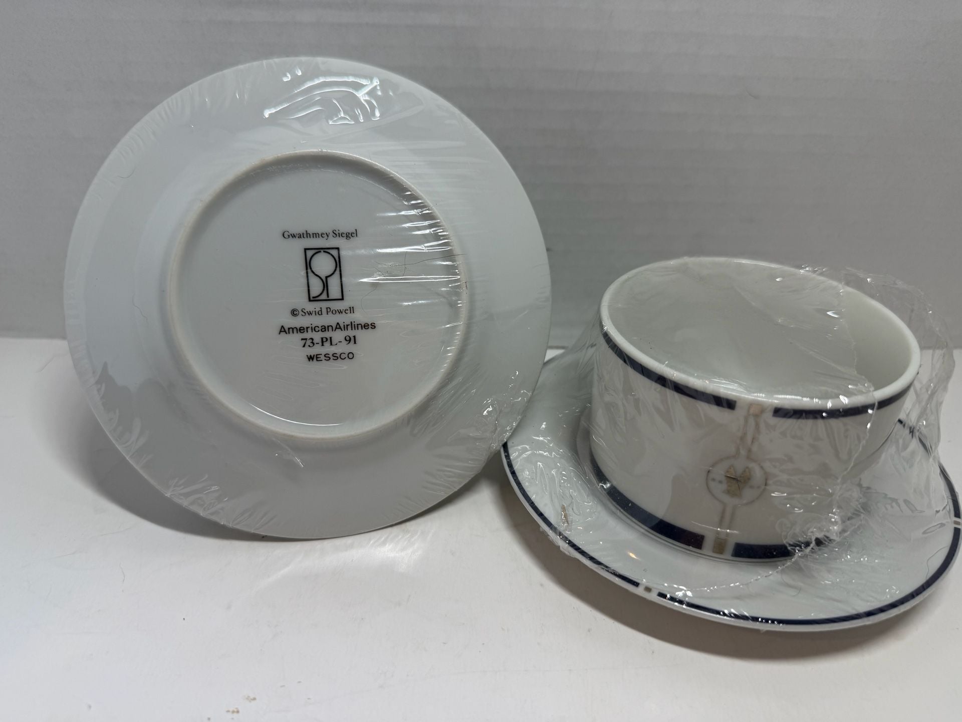 Swid Powell American Airlines Gwathmey Siegel Cup Saucer Set Vintage 2