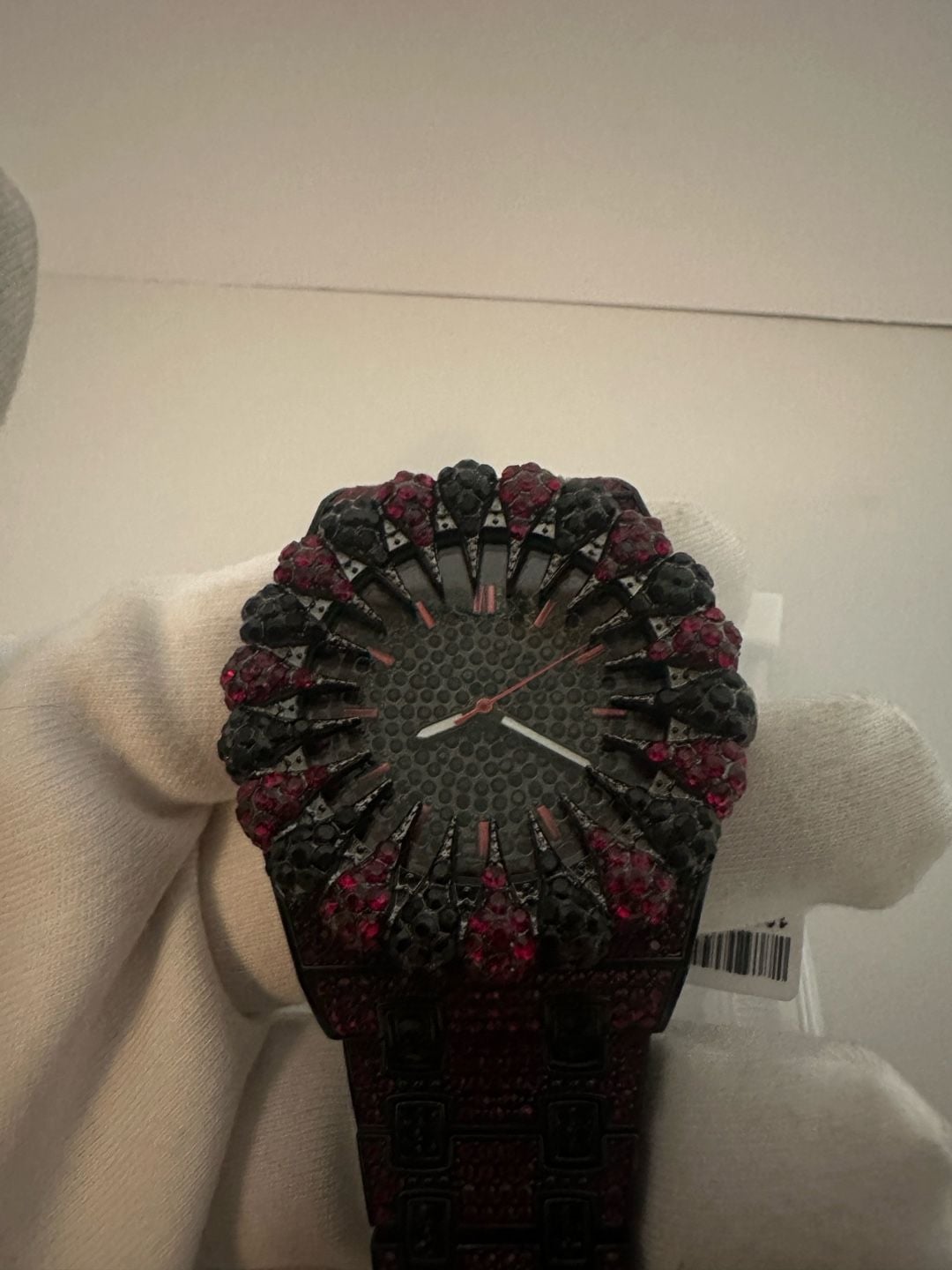 Red and black rhinestone iced out wrist watch 3