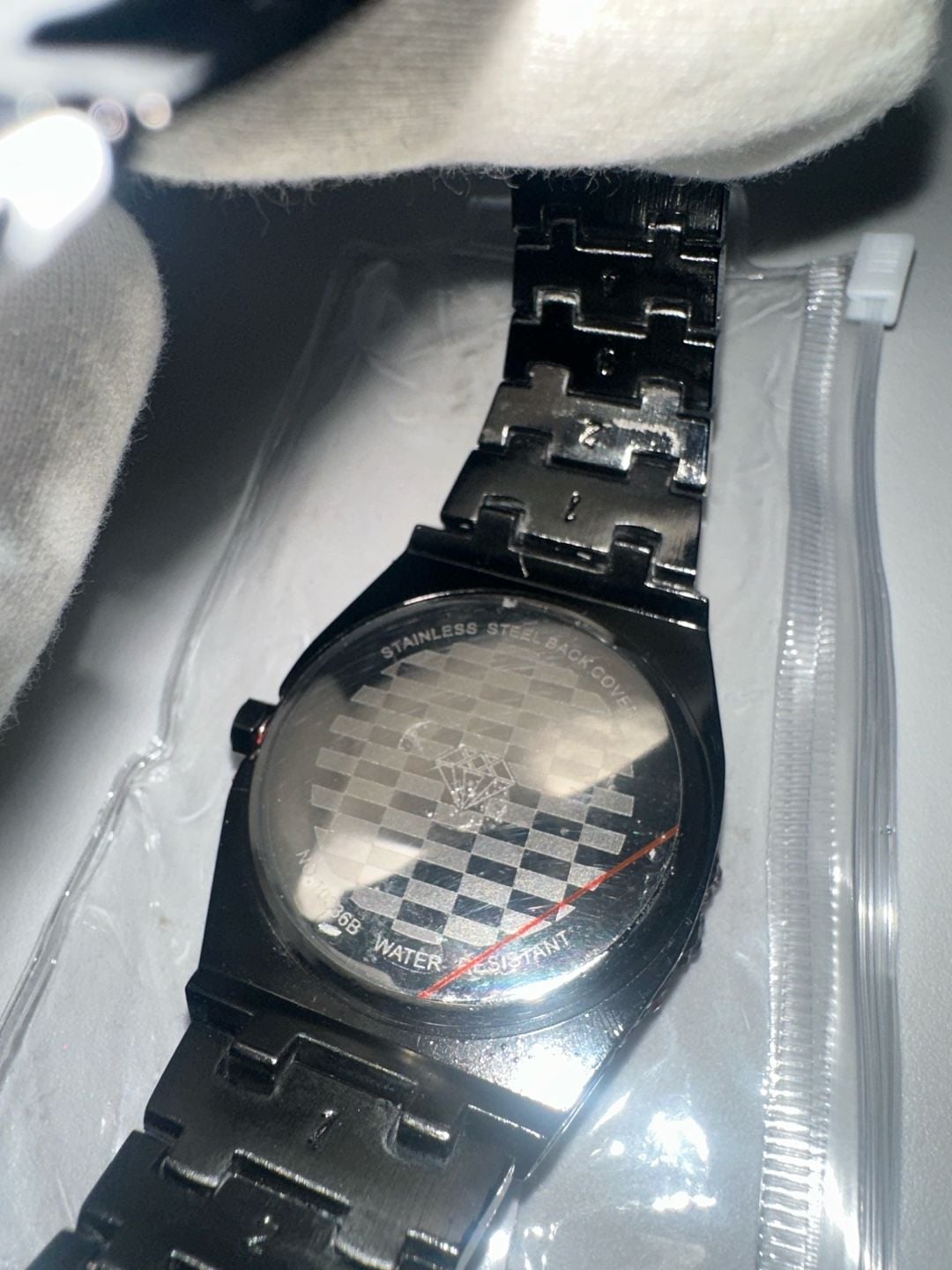 Red and black rhinestone iced out wrist watch 4