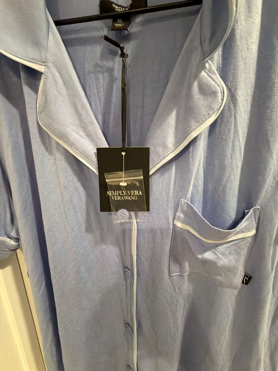 NWT Simply Vera Pajama Set Sz XL Blue Modal Notch Collar $55 3