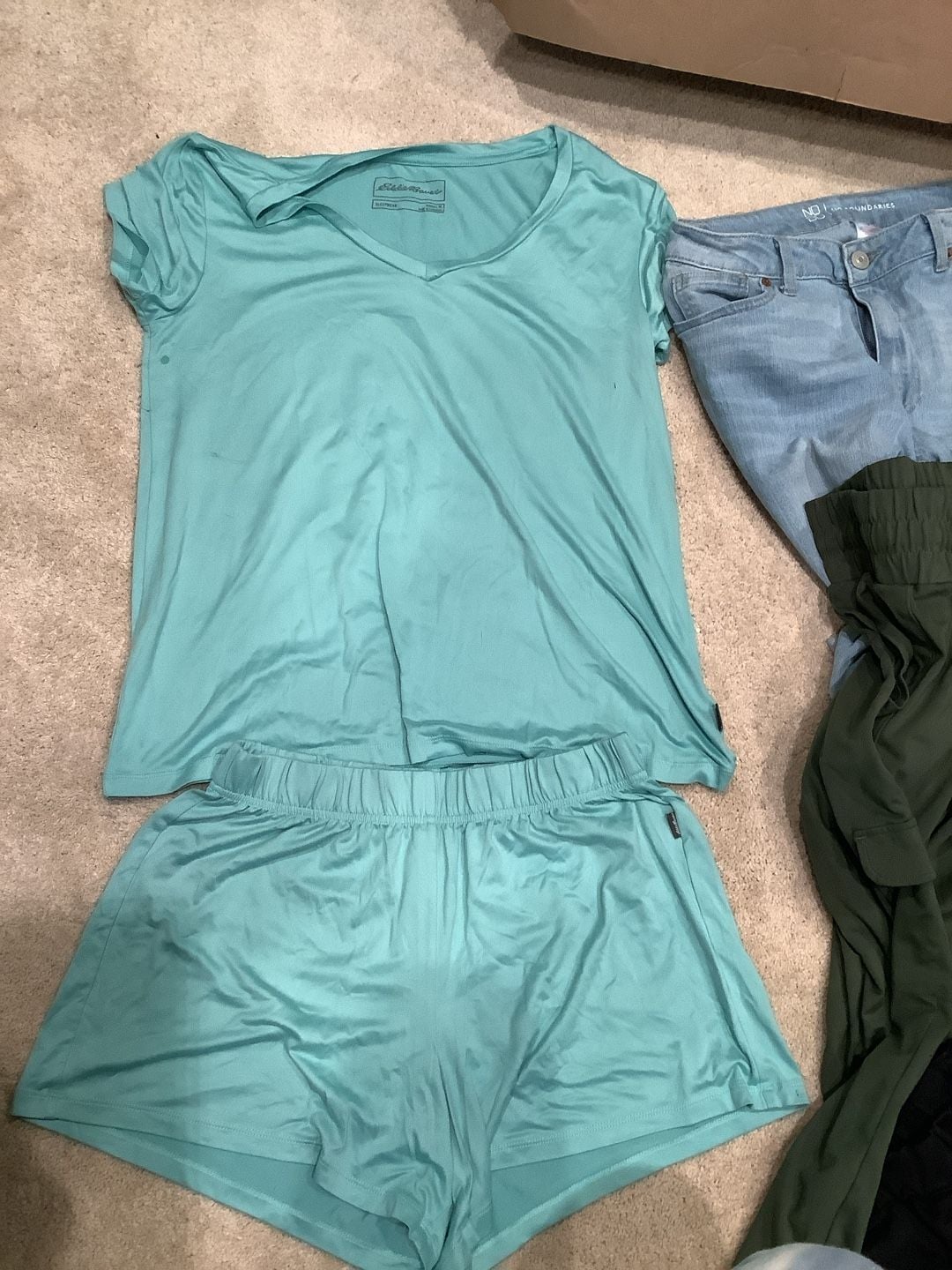 Eddie Bauer Sleepwear PJ Set Size M Turquoise Short Sleeve Top Shorts 1