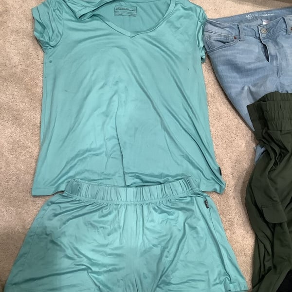 Eddie Bauer Sleepwear PJ Set Size M Turquoise Short Sleeve Top Shorts