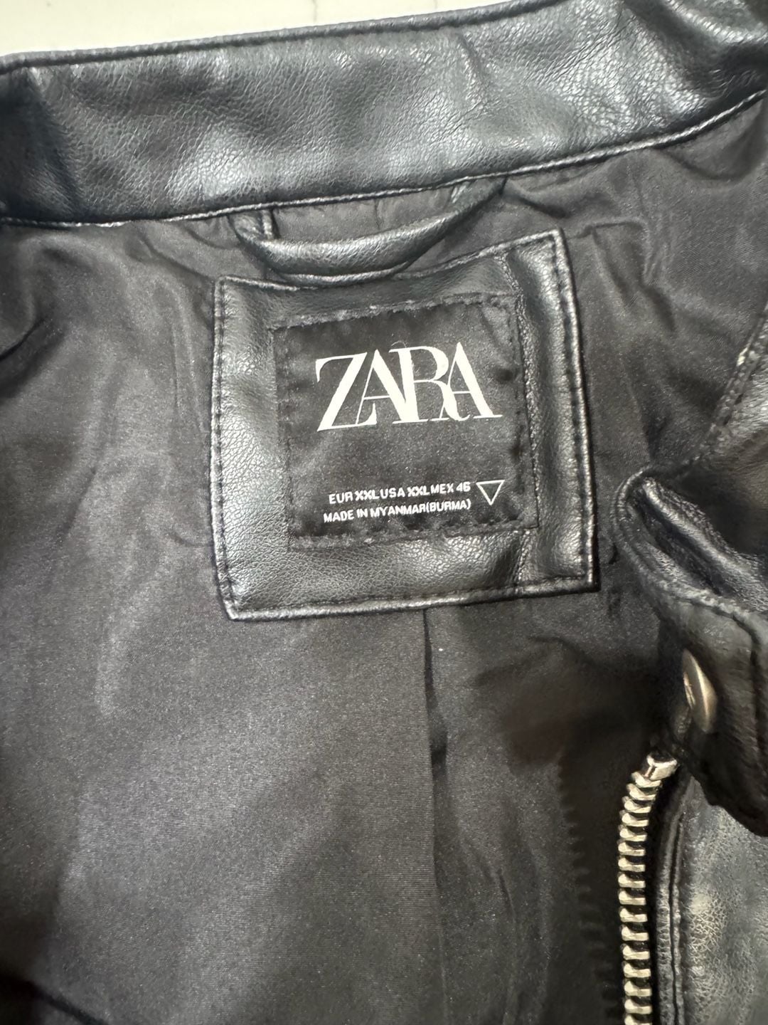 Zara Faux Leather Biker Jacket Size XXL Black Moto Quilted 3