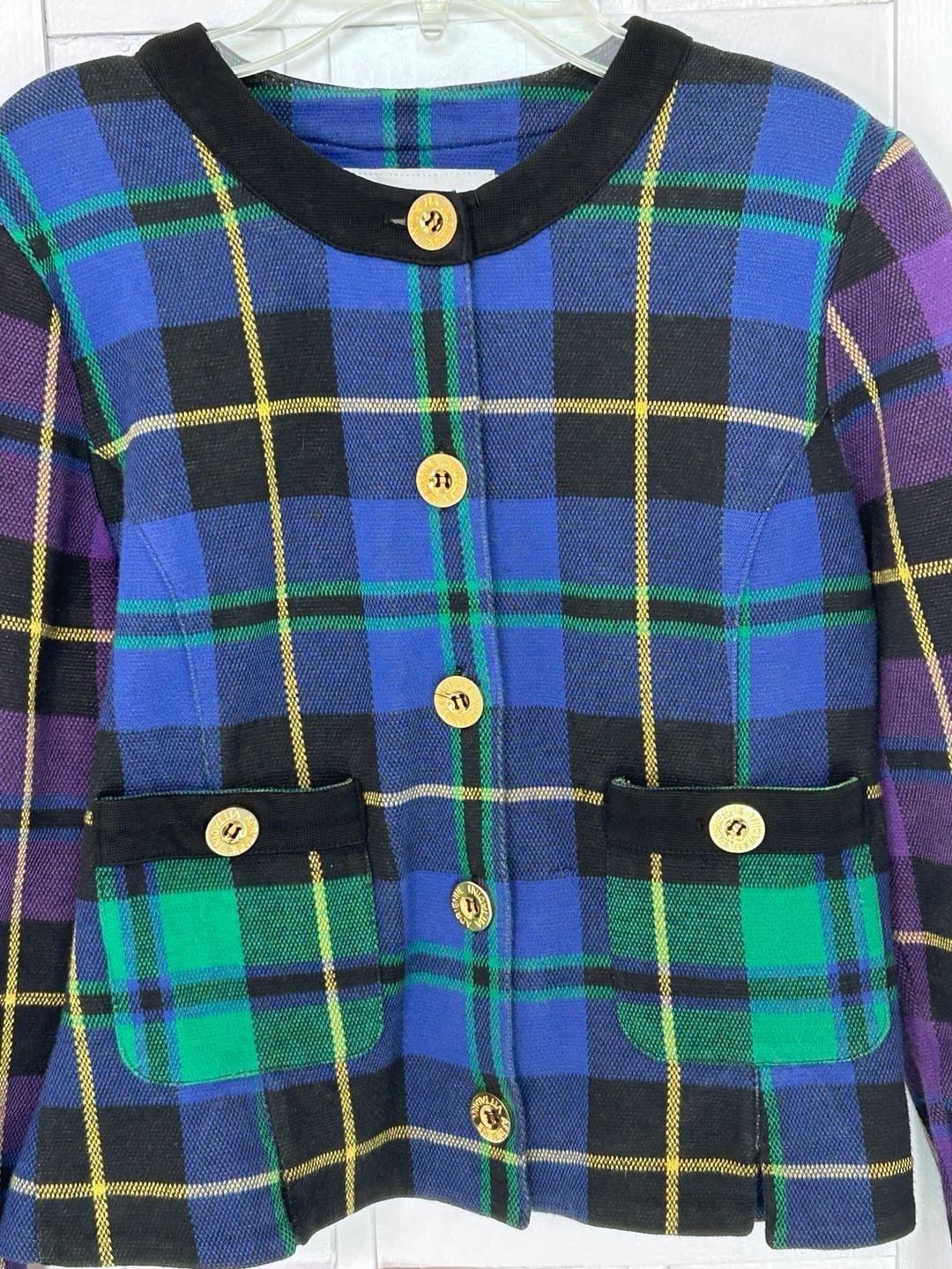 Adrienne Vittadini Plaid Jacket Size 6 Multicolor Cotton 3