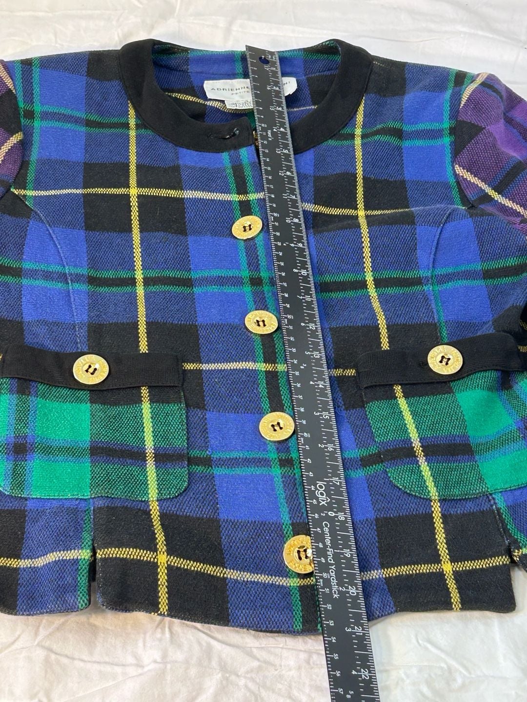 Adrienne Vittadini Plaid Jacket Size 6 Multicolor Cotton 11