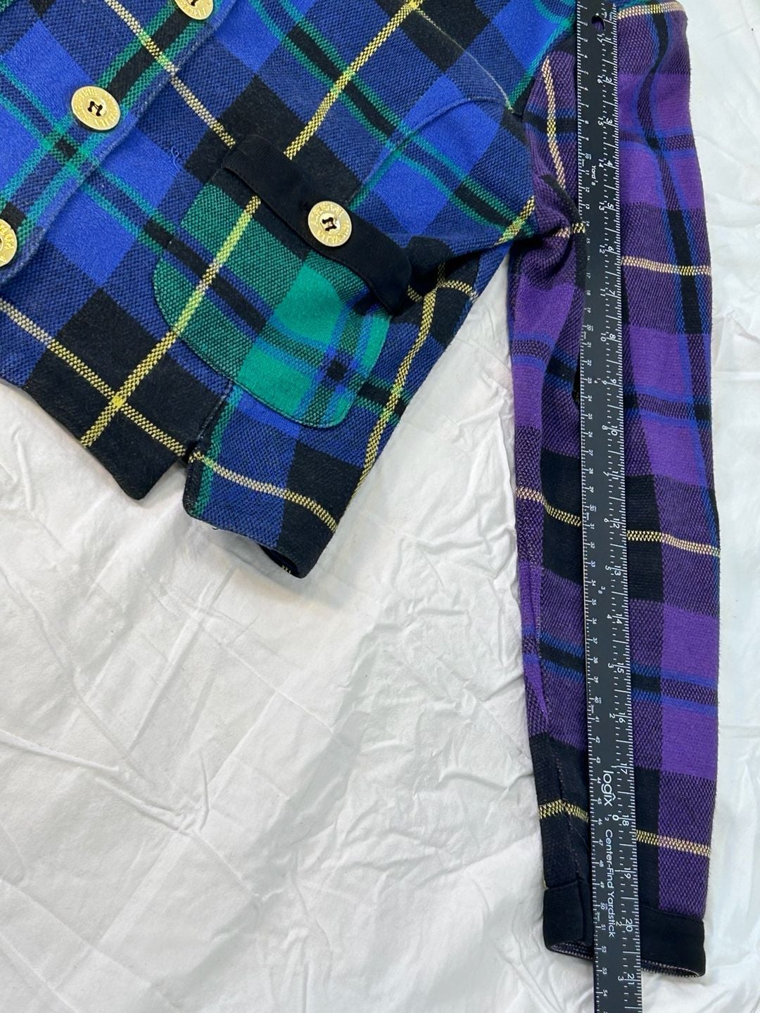 Adrienne Vittadini Plaid Jacket Size 6 Multicolor Cotton 12