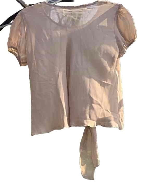 Tan Sheer Short Sleeve Tie Waist Blouse 8