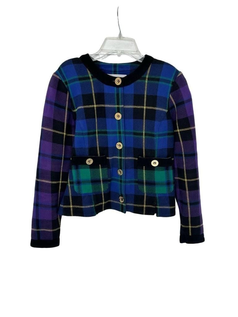 Adrienne Vittadini Plaid Jacket Size 6 Multicolor Cotton 2