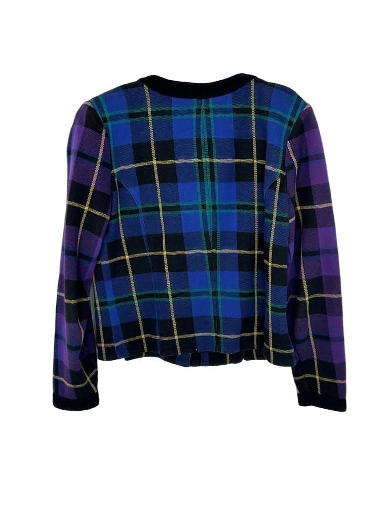 Adrienne Vittadini Plaid Jacket Size 6 Multicolor Cotton 8