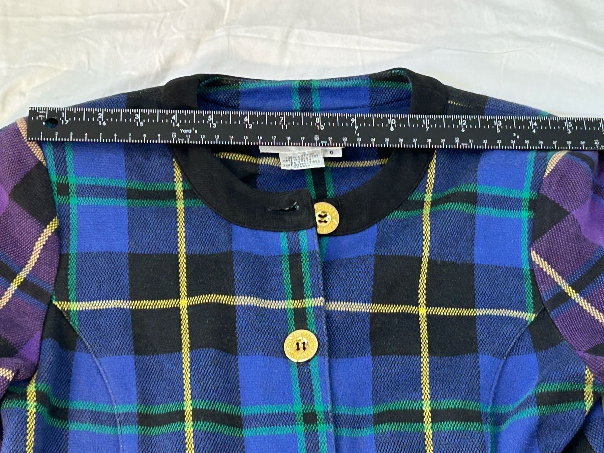 Adrienne Vittadini Plaid Jacket Size 6 Multicolor Cotton 9