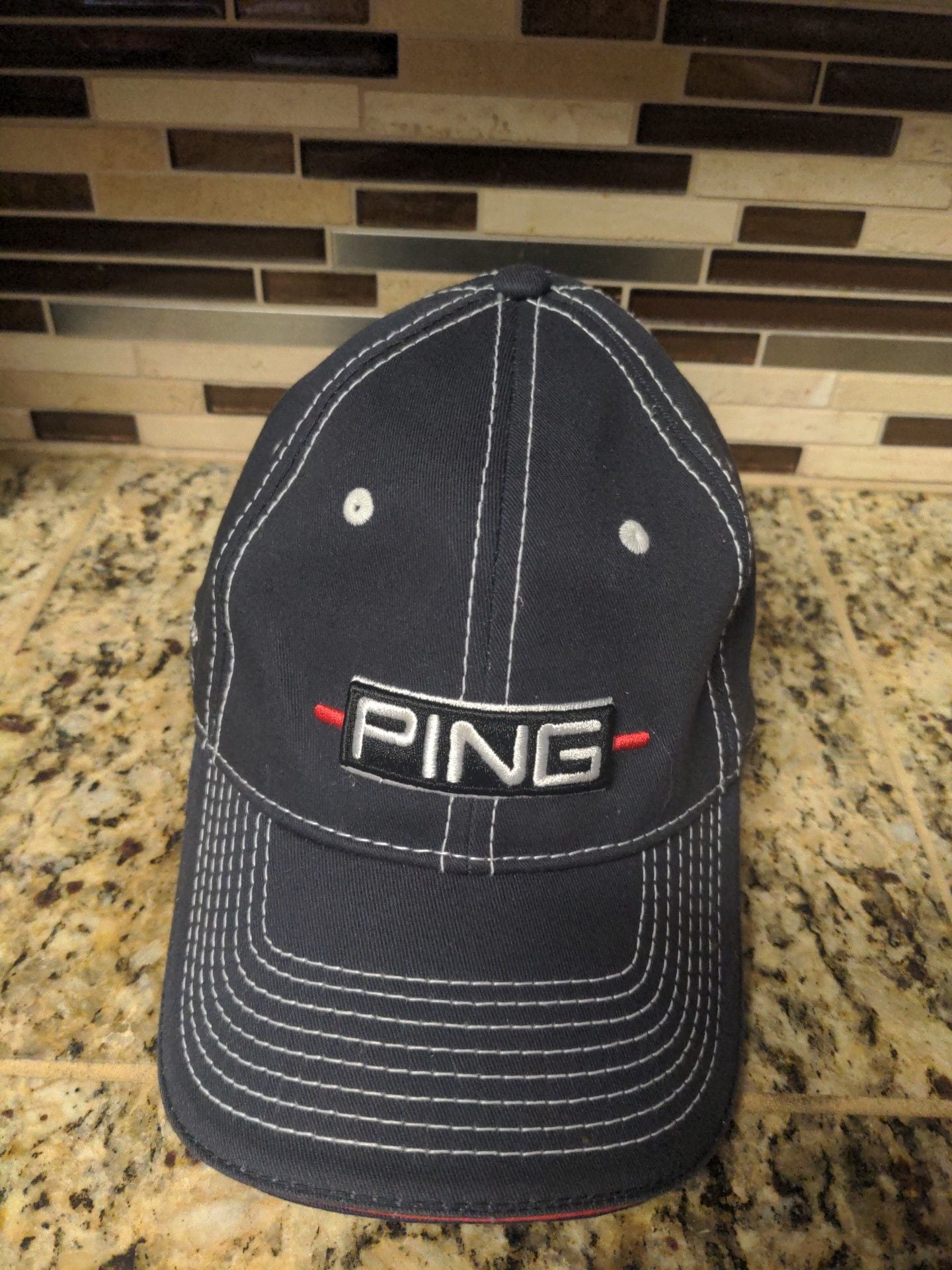 Ping Golf Hat Size S/M Navy Blue Flexfit Baseball Cap 2