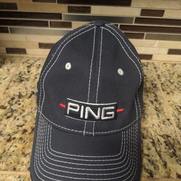 Ping Golf Hat Size S/M Navy Blue Flexfit Baseball Cap