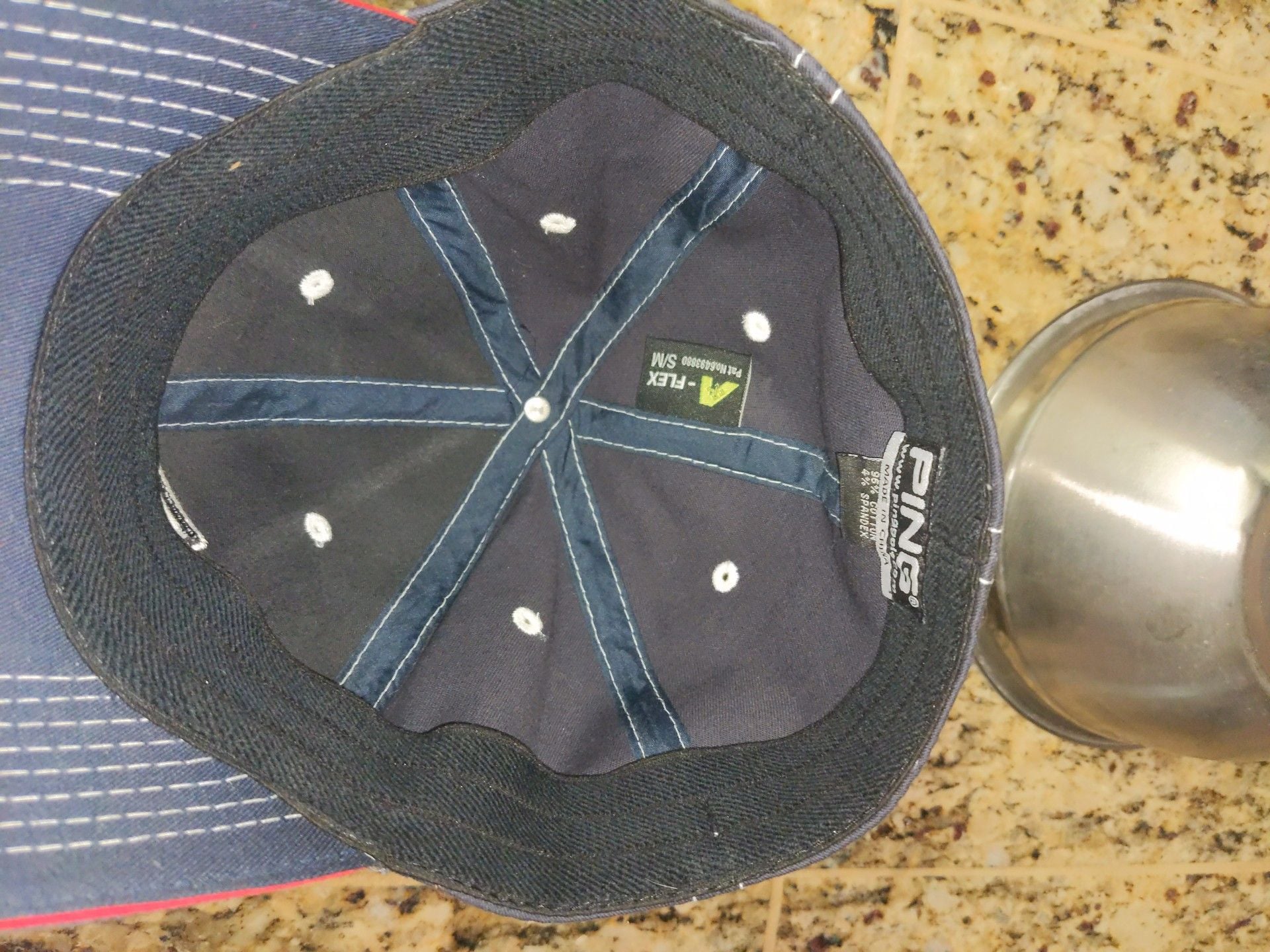 Ping Golf Hat Size S/M Navy Blue Flexfit Baseball Cap 3