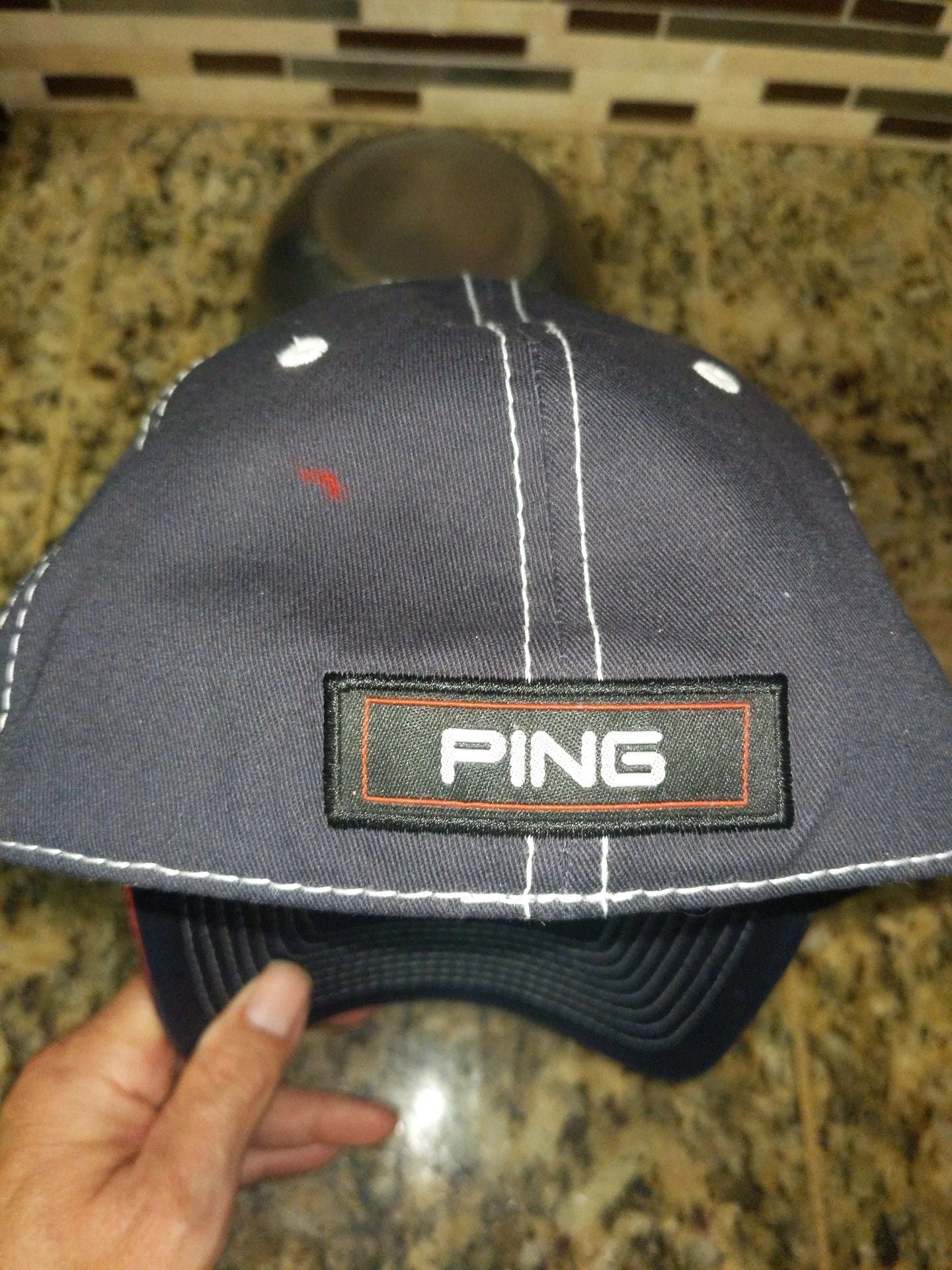 Ping Golf Hat Size S/M Navy Blue Flexfit Baseball Cap 6