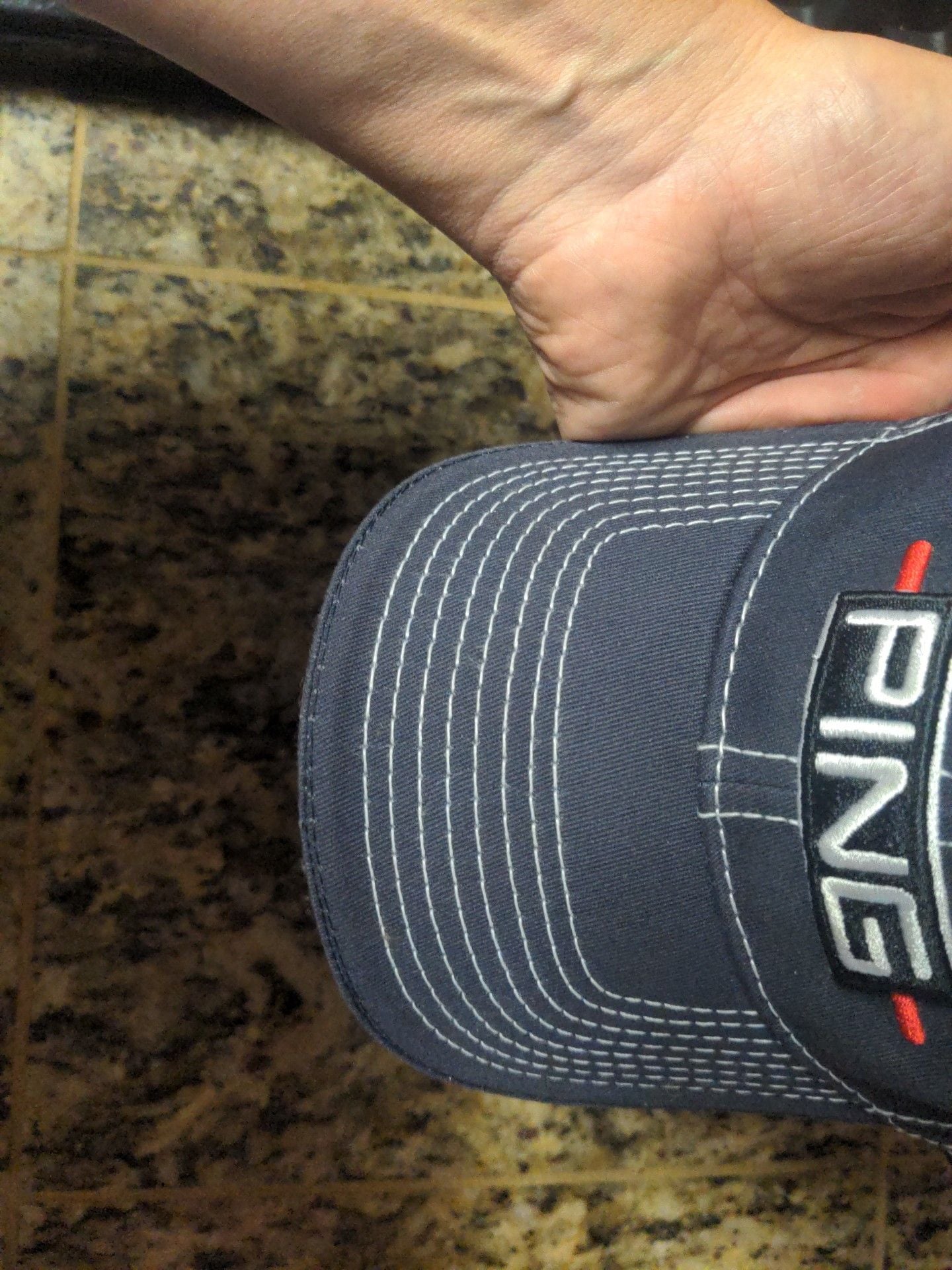 Ping Golf Hat Size S/M Navy Blue Flexfit Baseball Cap 7