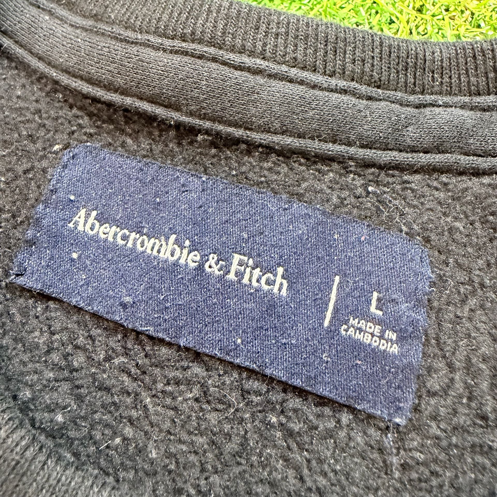Abercrombie & Fitch Sweatshirt Size L Black Crew Neck Logo Pullover 3