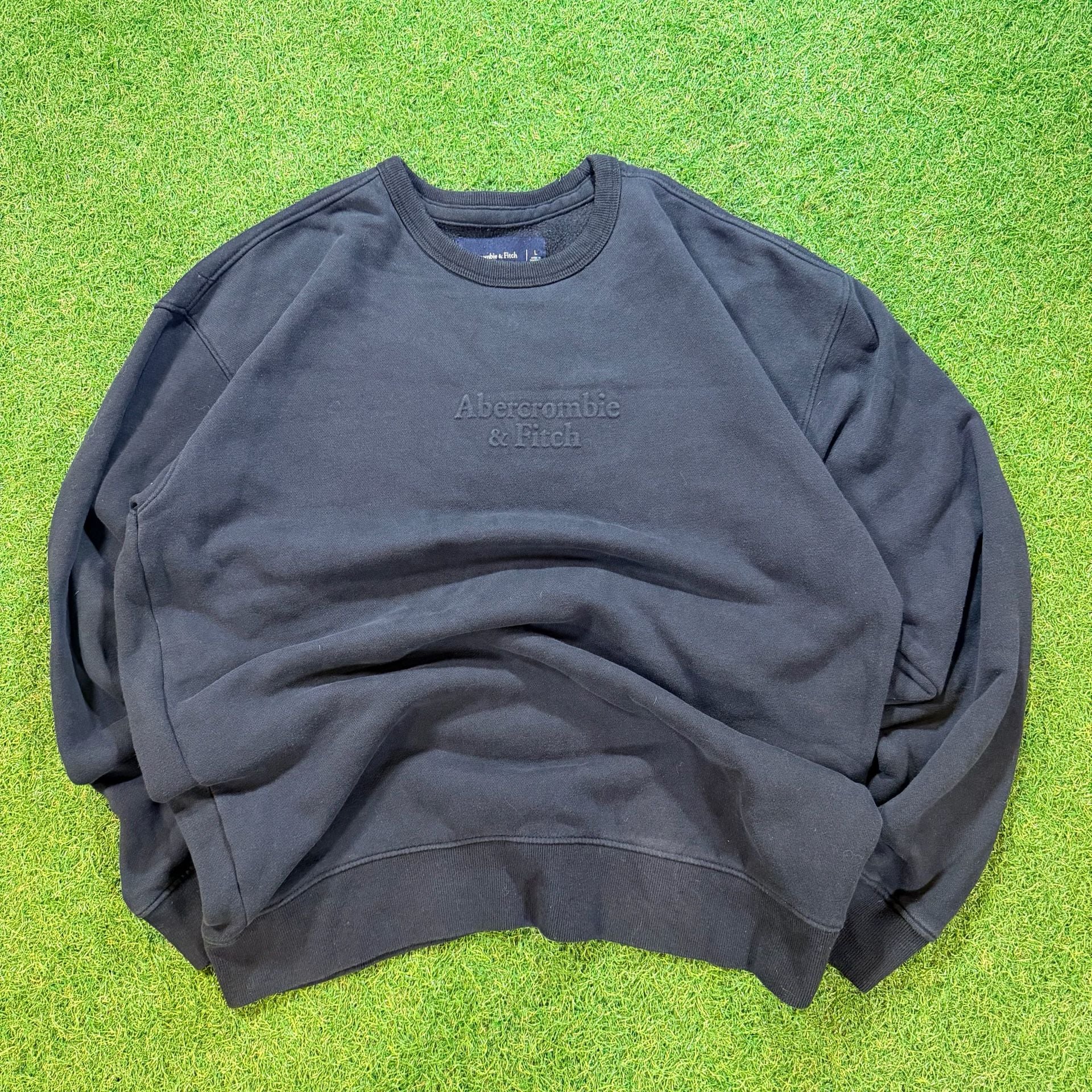 Abercrombie & Fitch Sweatshirt Size L Black Crew Neck Logo Pullover 4