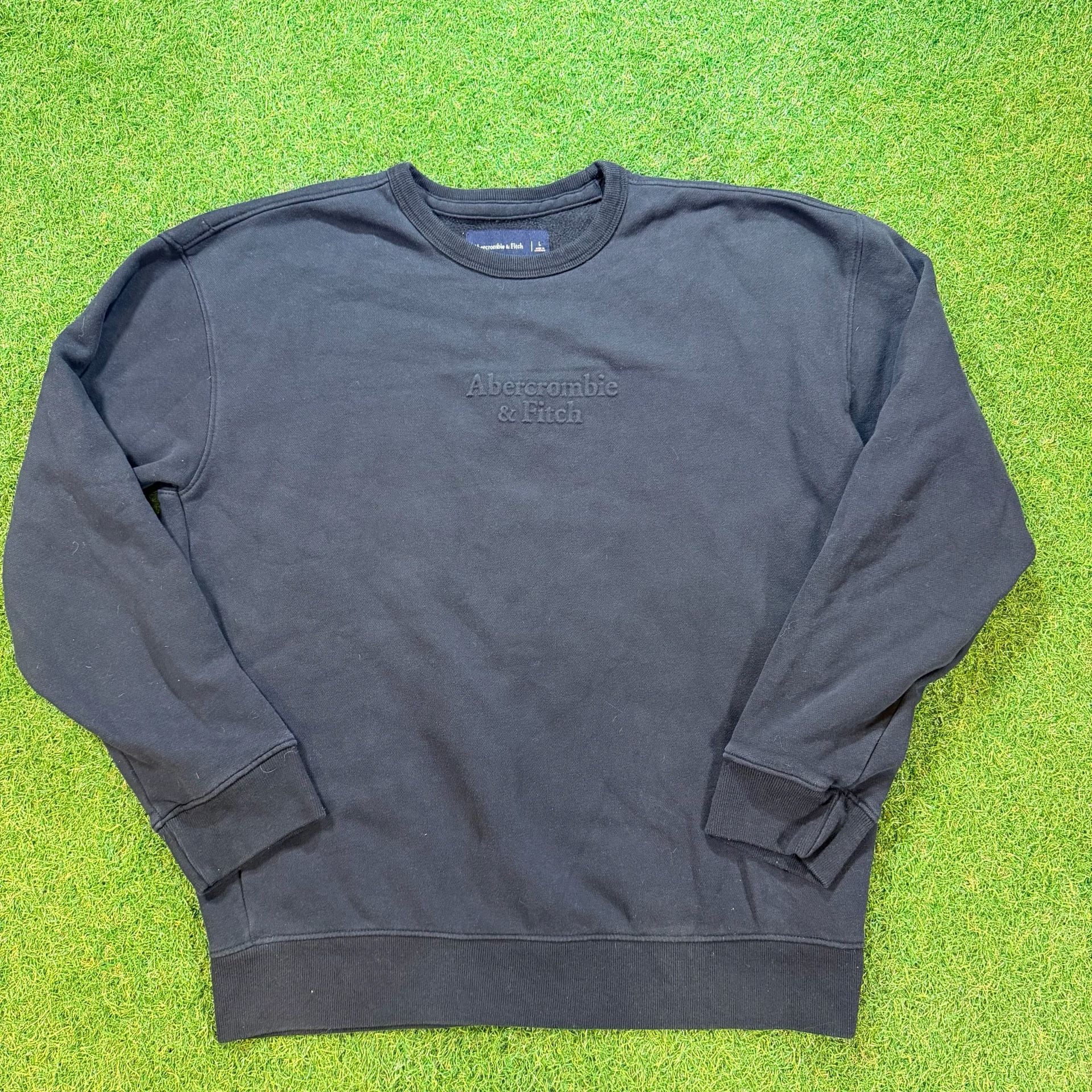 Abercrombie & Fitch Sweatshirt Size L Black Crew Neck Logo Pullover 5