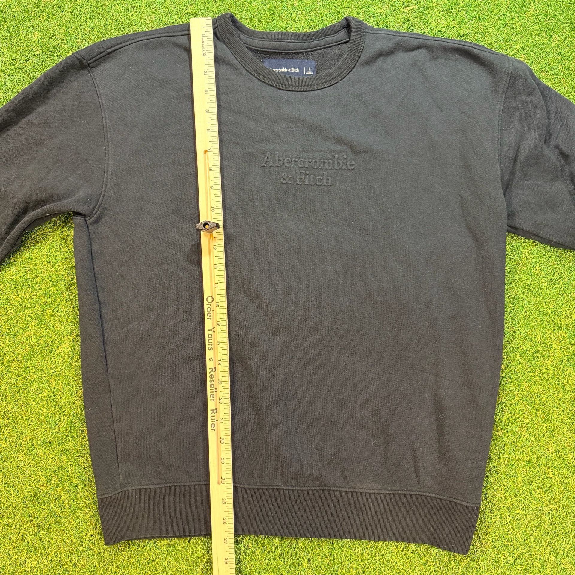 Abercrombie & Fitch Sweatshirt Size L Black Crew Neck Logo Pullover 6