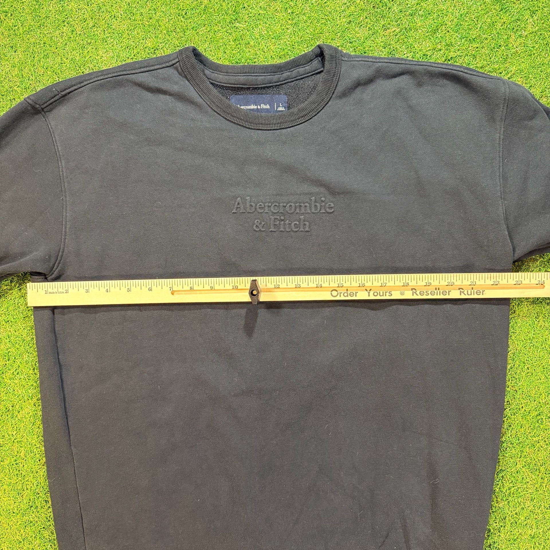Abercrombie & Fitch Sweatshirt Size L Black Crew Neck Logo Pullover 7