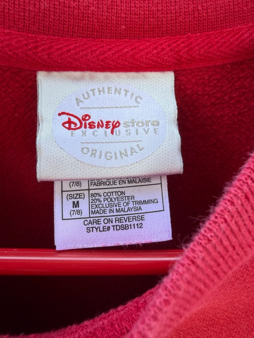Vtg Disney Store Sweatshirt Size M 7/8 Red Mickey And Friends Embroidered Kids 3