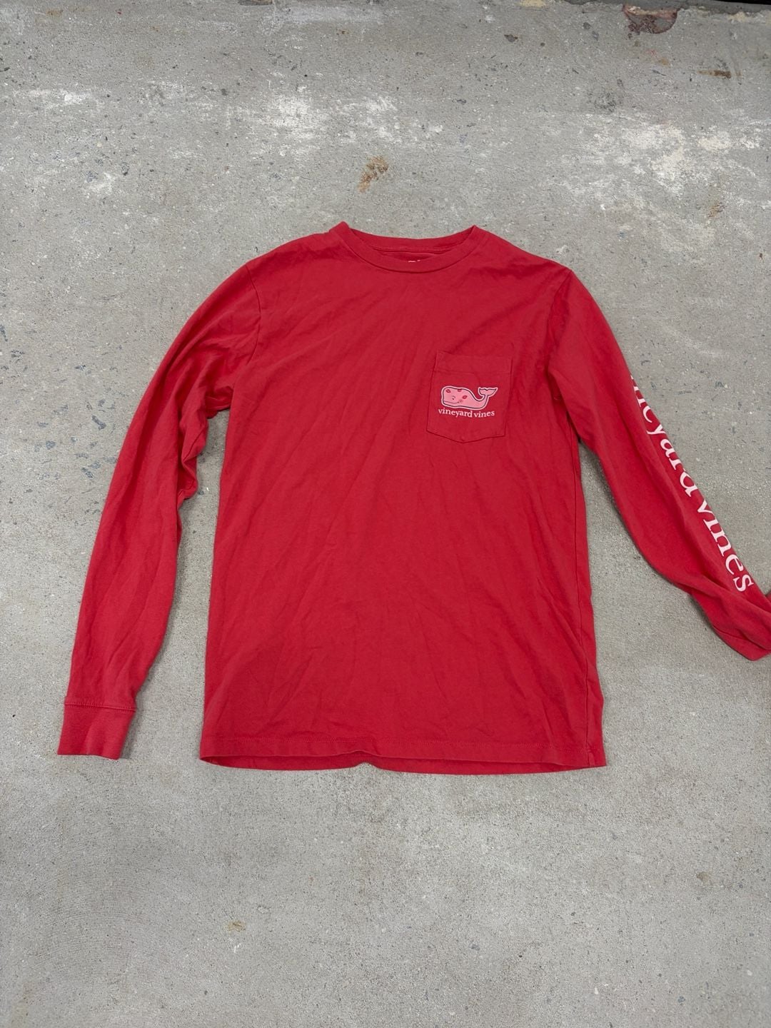 Vineyard Vines Long Sleeve Pocket T-Shirt Size XS Red Cotton 2