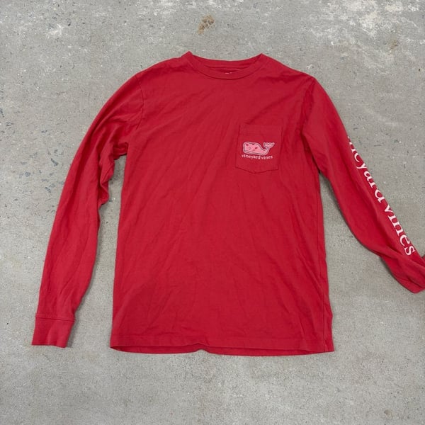 Vineyard Vines Long Sleeve Pocket T-Shirt Size XS Red Cotton