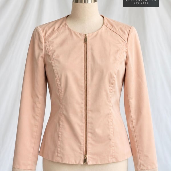 Lafayette 148 New York Blush Pink Zip Front Jacket Size 6 Lightweight