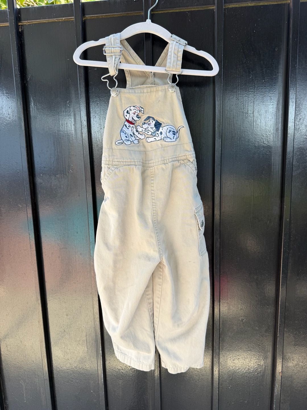 Vtg Disney Store 101 Dalmatians Embroidered Khaki Overalls 2