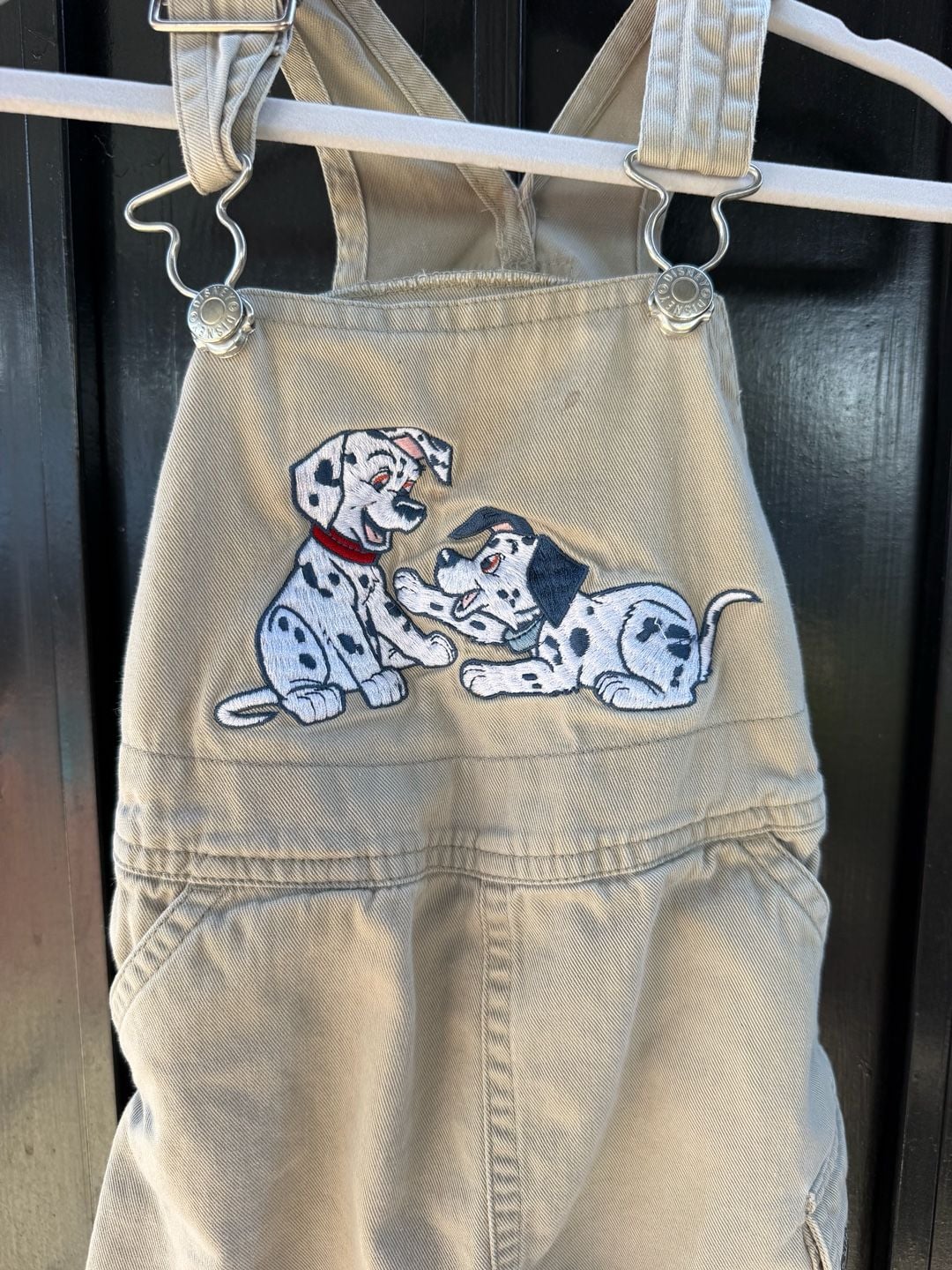Vtg Disney Store 101 Dalmatians Embroidered Khaki Overalls 3