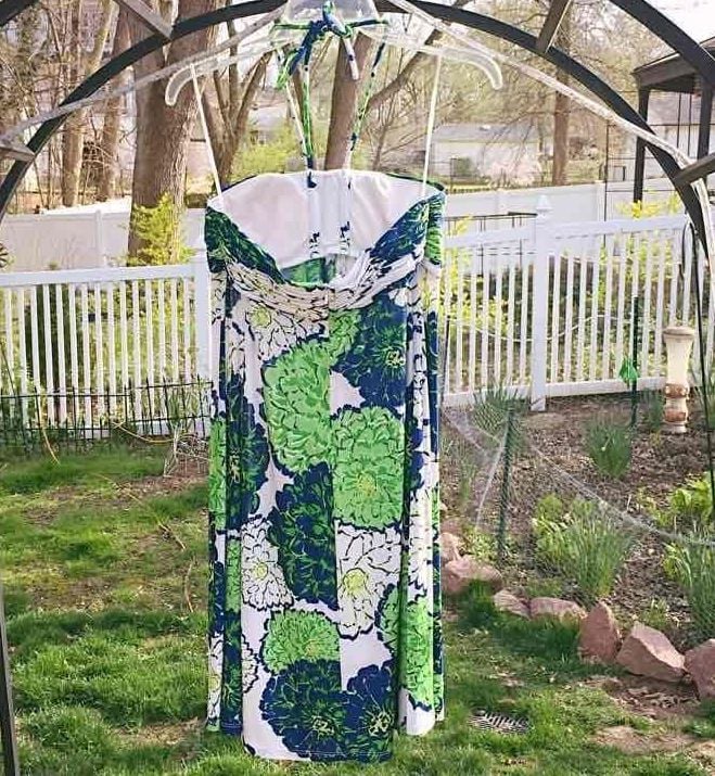 Navy & Green Floral Print Halter Dress 8