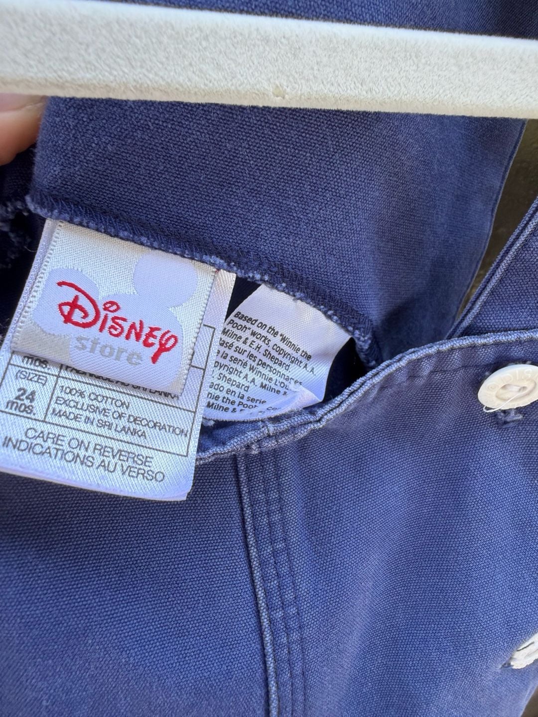 Vtg Disney Store Winnie The Pooh Overalls Size 24 Mos Blue Cotton 5