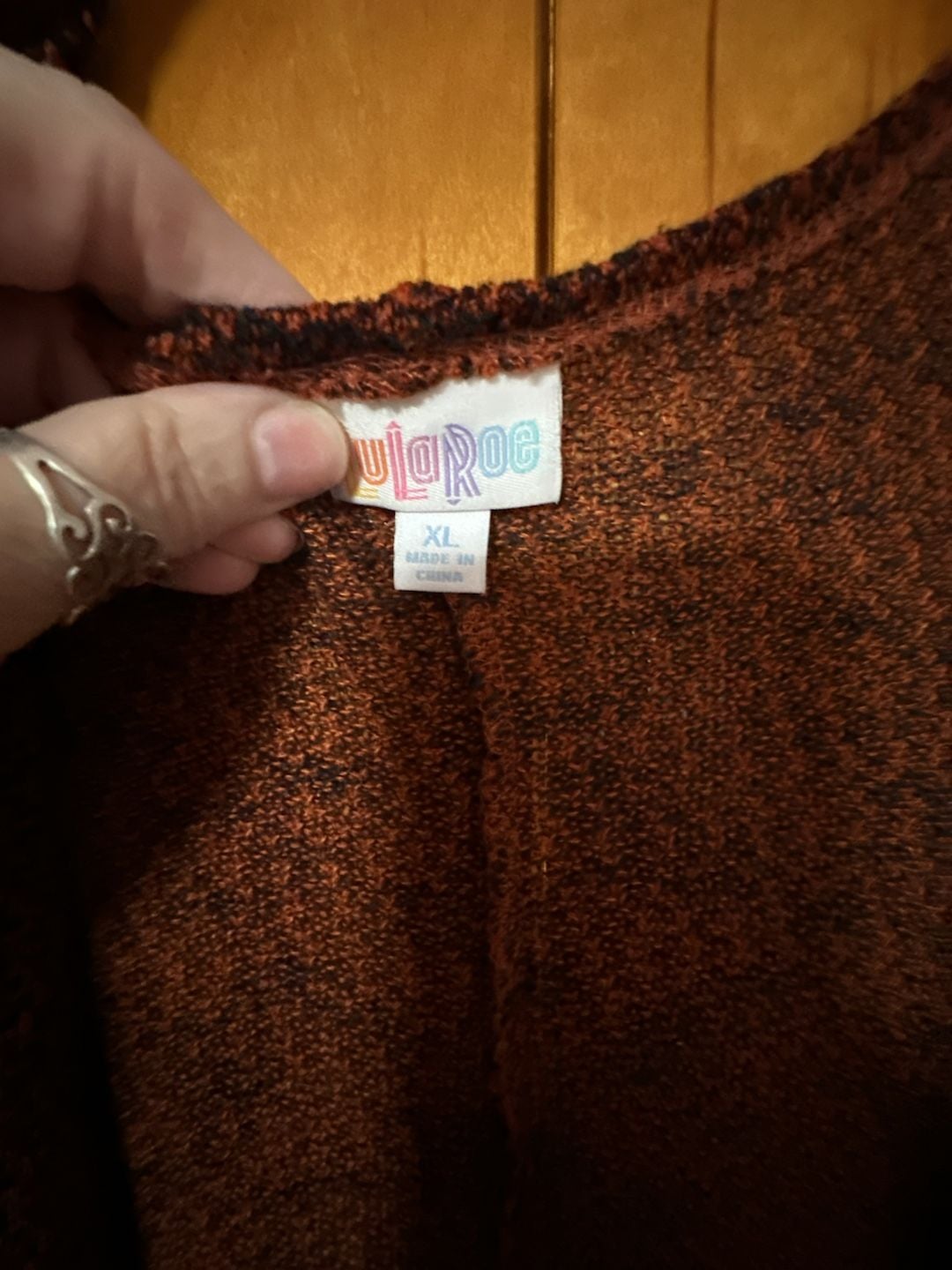 LuLaRoe Cardigan Size XL Orange & Black Long Open Front Sweater with Pockets 5