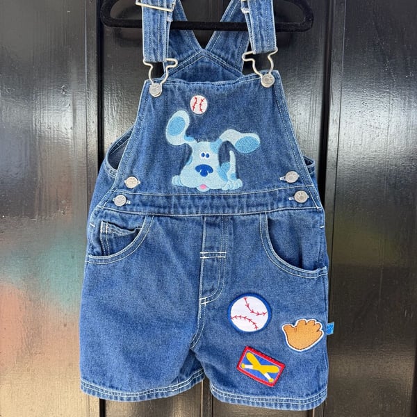 Nickelodeon Blue's Clues Overalls Size 3T Embroidered Denim Bib