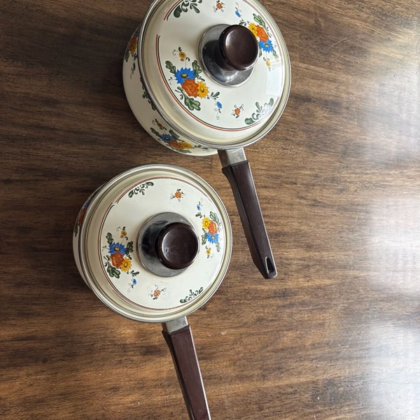 Villeroy & Boch Alt Amsterdam Enamel Floral Cookware Pots Set Of 2 With Lids