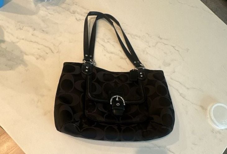 Coach Campbell Signature Izzy Fashion Satchel Purse Black 2