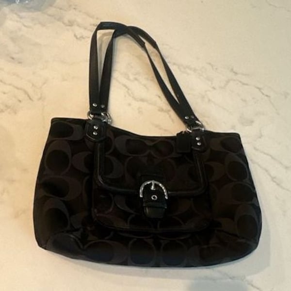 Coach Campbell Signature Izzy Fashion Satchel Purse Black