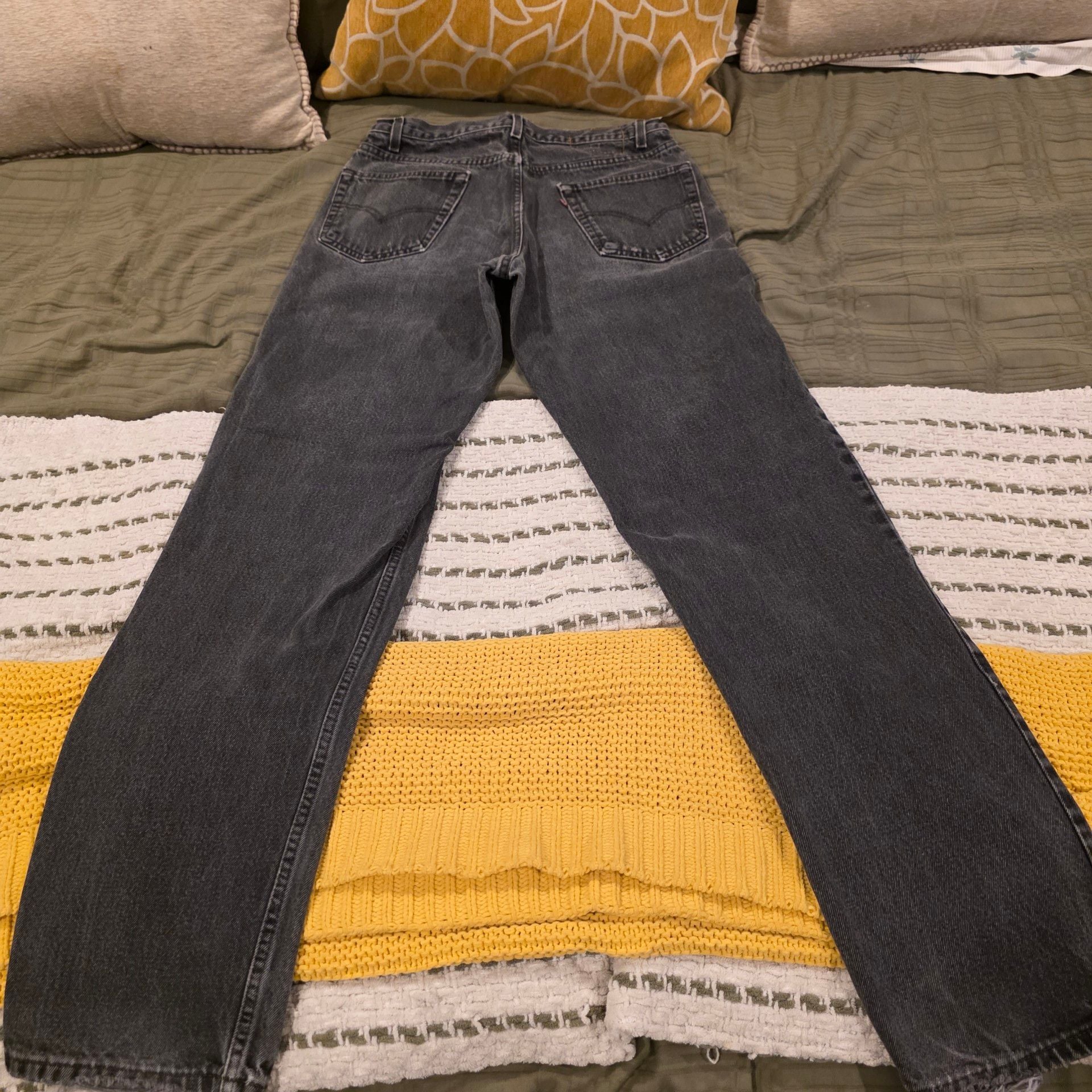 Levi's VINTAGE Levis Jeans Mens 34x36 Black 505 Regular Fit Straight Leg Y2K 3