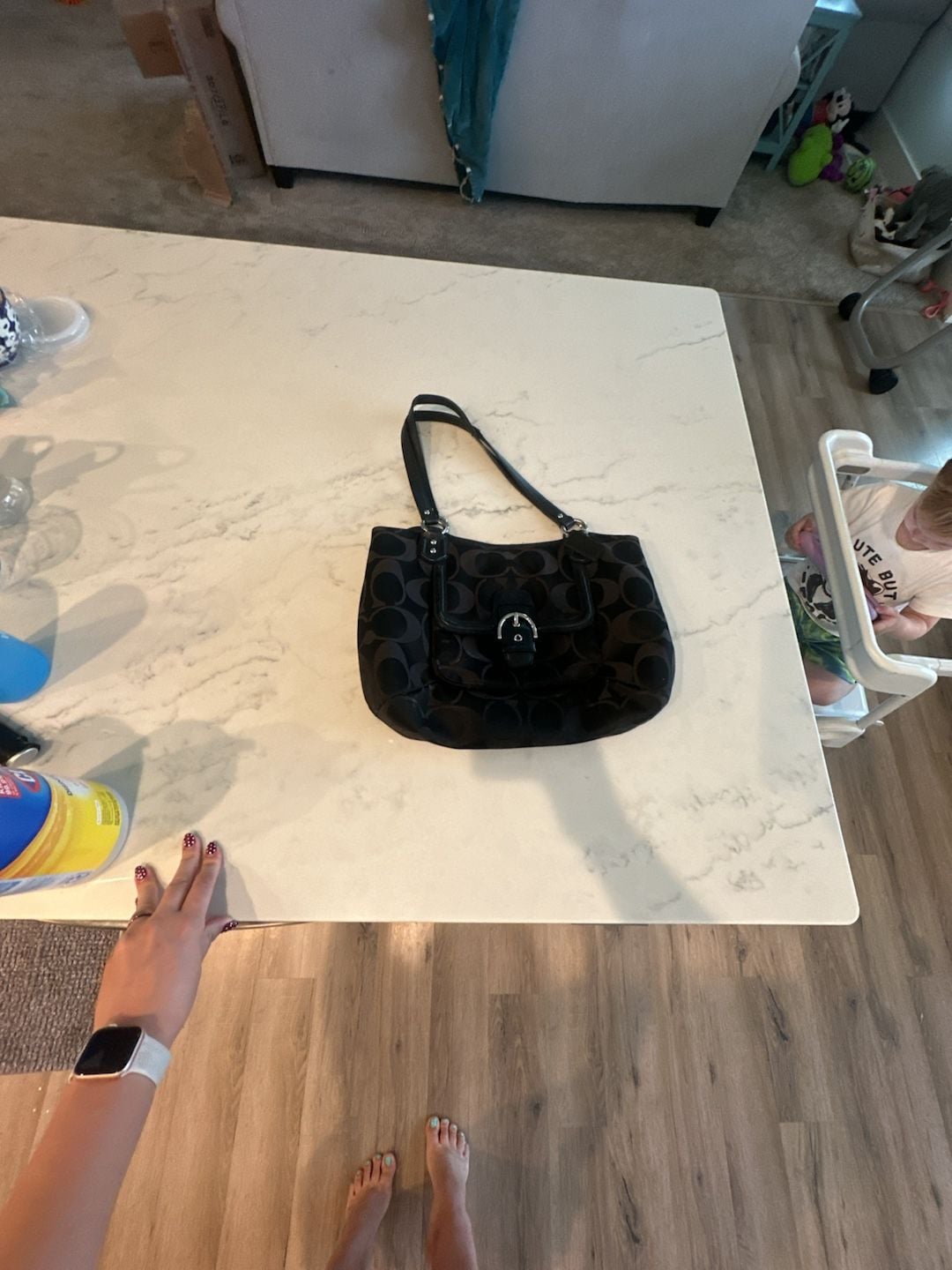 Coach Campbell Signature Izzy Fashion Satchel Purse Black 3