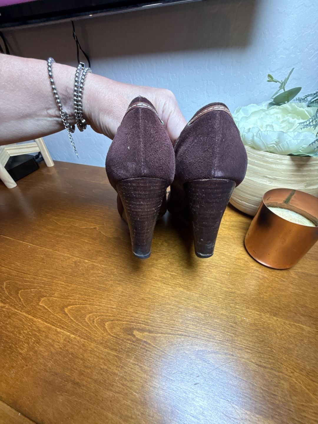 Aerosoles Wedge Shoes Size 7.5 Brown Suede Tassel Loafer 4