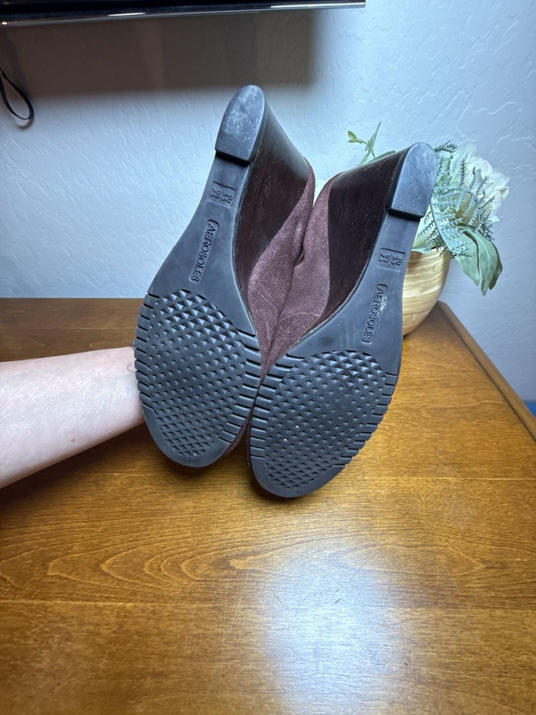 Aerosoles Wedge Shoes Size 7.5 Brown Suede Tassel Loafer 5