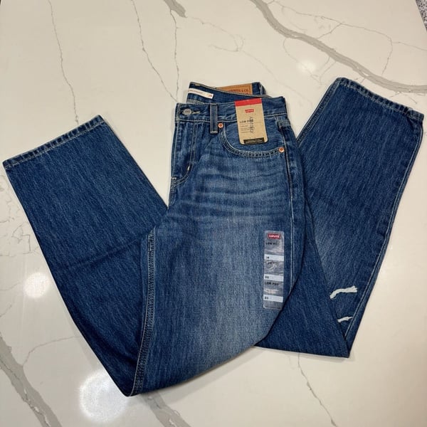 Levi's Low Pro Straight Jeans Size 26 Blue Distressed