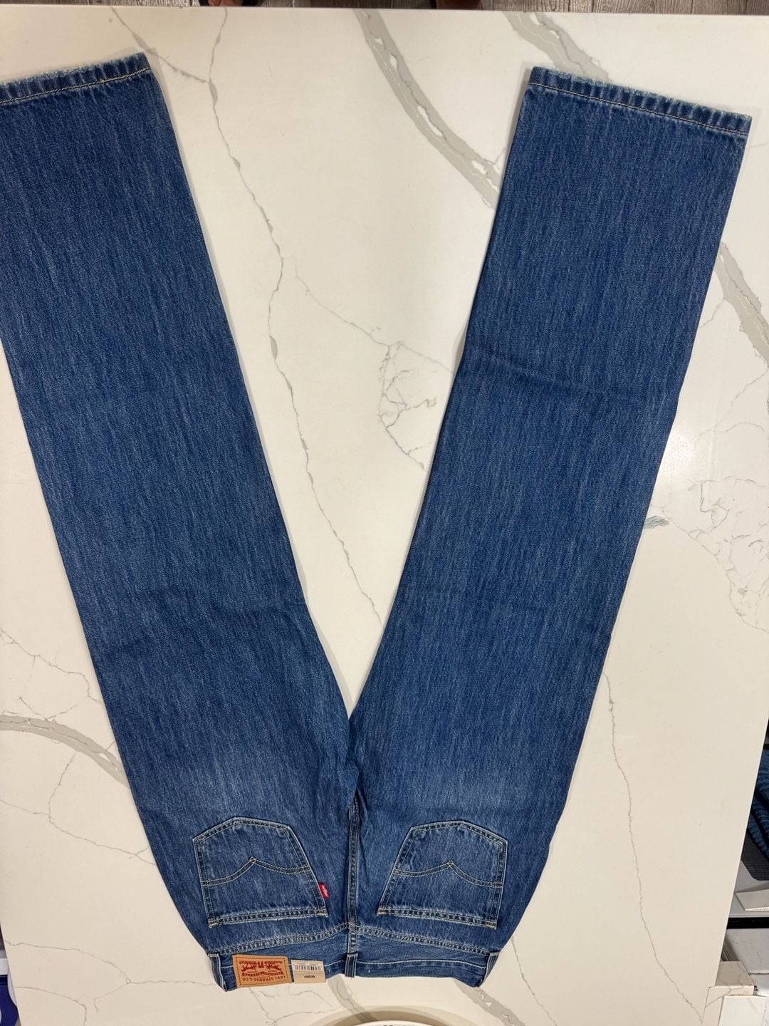 Levi's Low Pro Straight Jeans Size 26 Blue Distressed 7