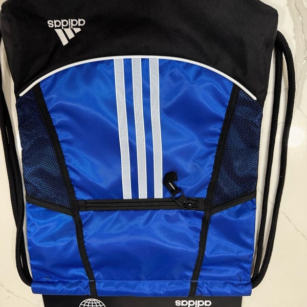 Adidas Alliance II Sackpack Blue Black Drawstring Gym Bag New