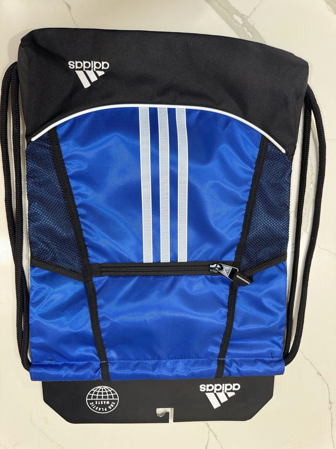 Adidas Alliance II Sackpack Blue Black Drawstring Gym Bag New 4