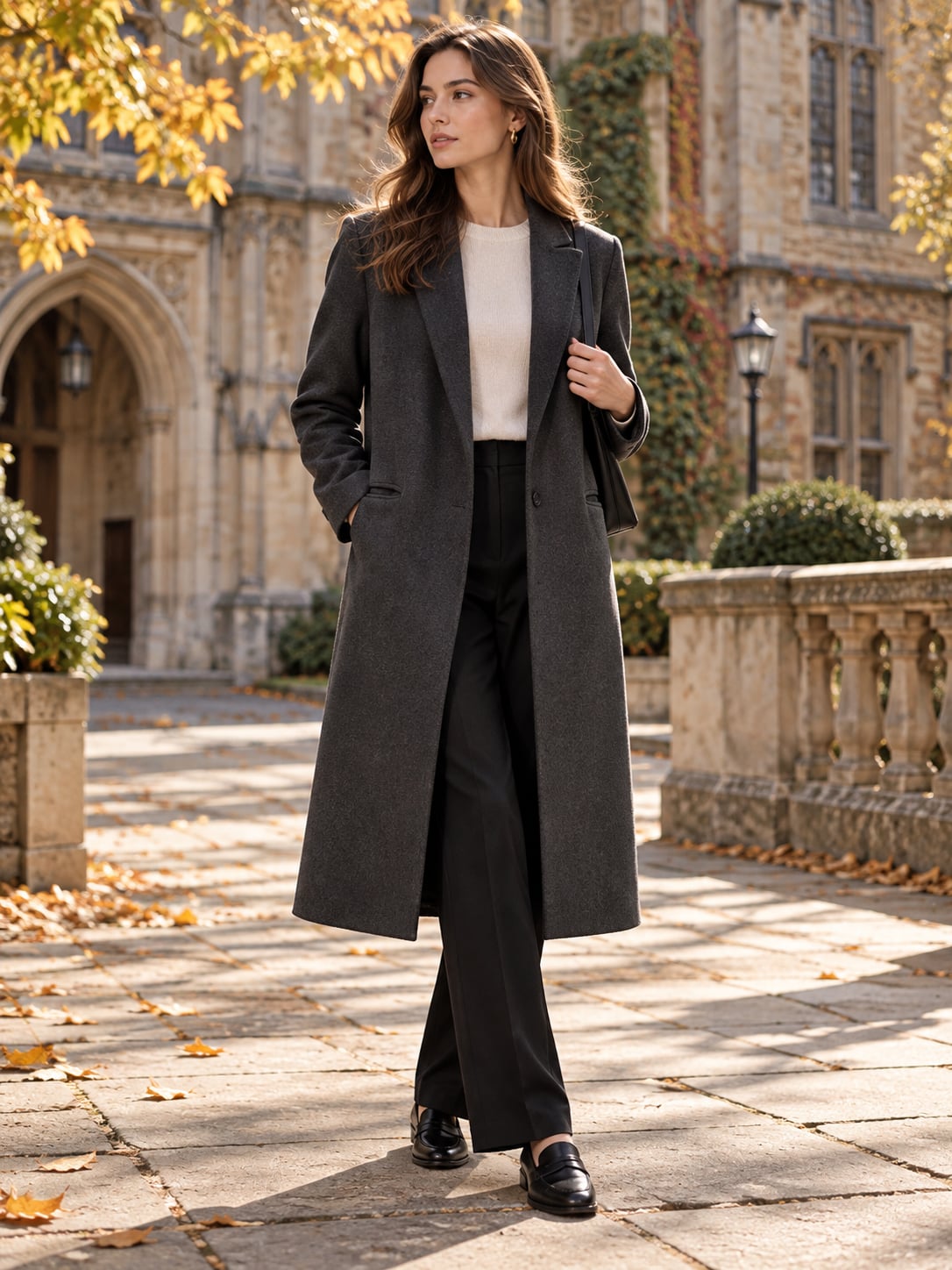 Sandro Paris Charcoal Gray Wool Blend Long Coat FR 36 Quiet Luxury 2