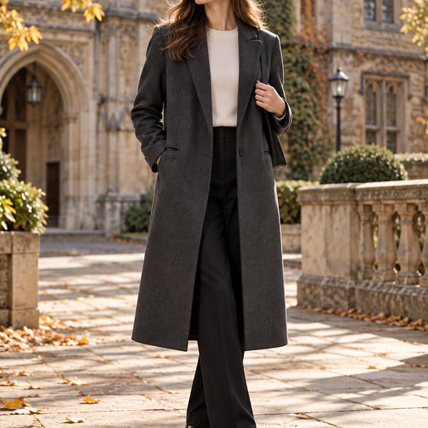 Sandro Paris Charcoal Gray Wool Blend Long Coat FR 36 Quiet Luxury