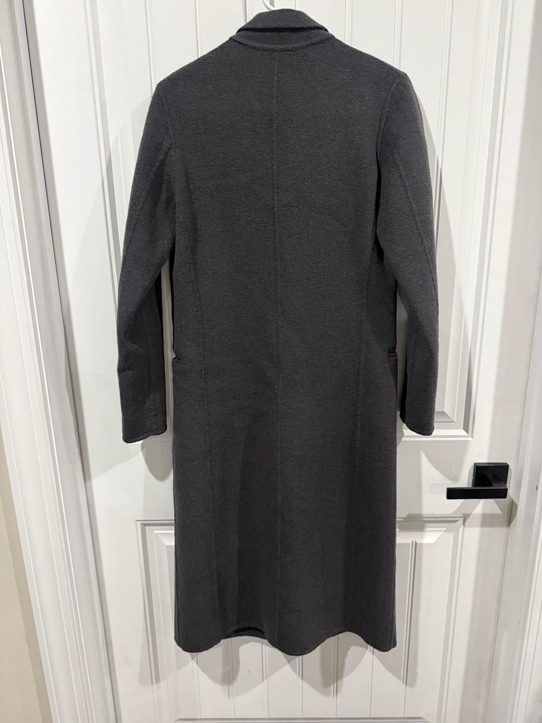 Sandro Paris Charcoal Gray Wool Blend Long Coat FR 36 Quiet Luxury 4