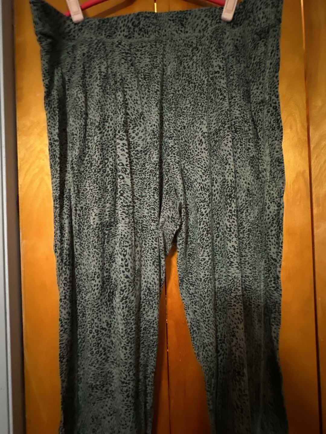 M&S Collection Animal Print Pants Size 20 REG Gray Green Lounge Trousers 3