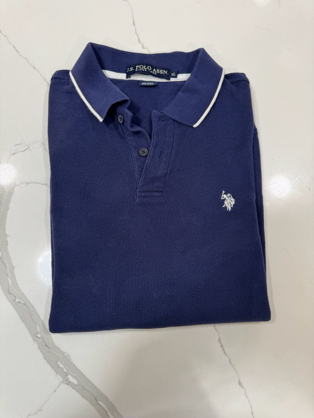 U.S. Polo Assn. Polo Shirt Size XL Blue Cotton Pique Contrast Collar 2